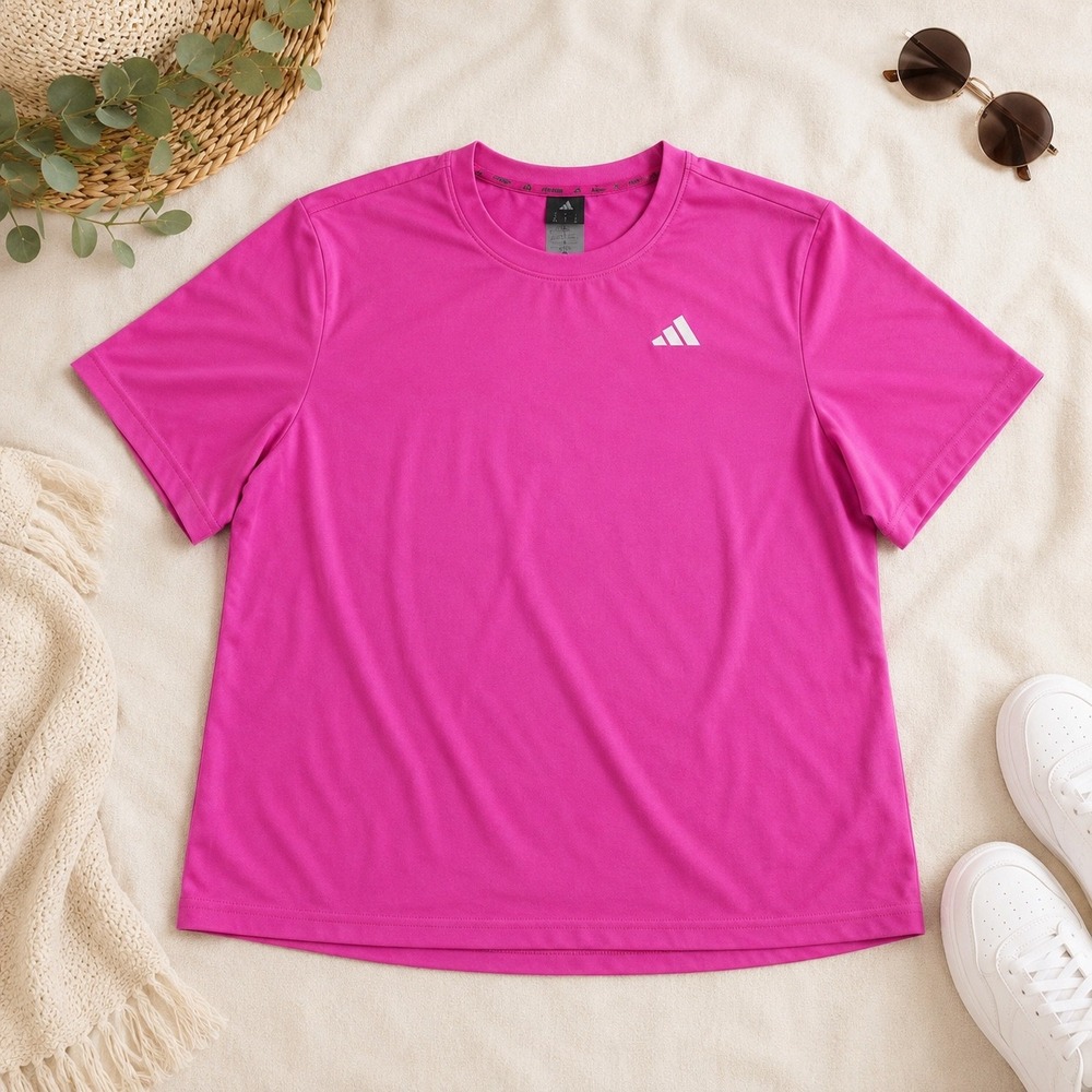 Adidas Training Women Pink Crop Top Short Sleeve Athletic Gym Tee Small NWT